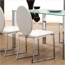 Zuo Mod Goth Dining Chairs in White & Chrome, Set of 2